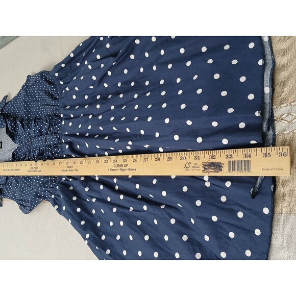 Rue 21 Women's Size Small Polka Dot Blue Belted Ruffles Mini Dress Pullover - Picture 8 of 9